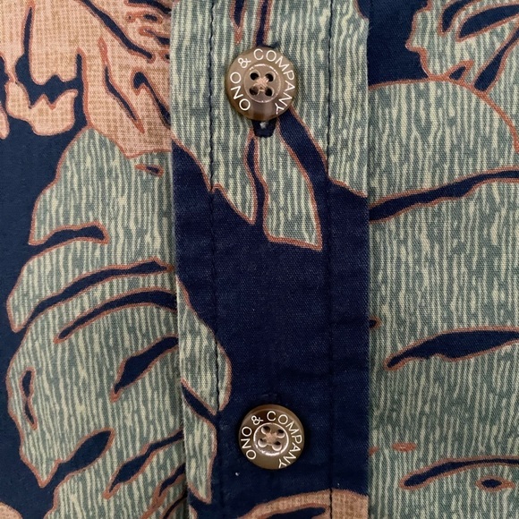 ONO & COMPANY Blue Tropical Aloha Hawaiian Shirt Men XL - Picture 3 of 6